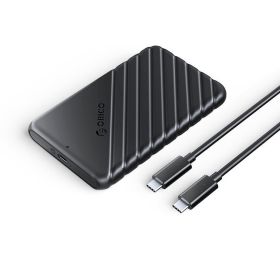 USB C Hard Drive Enclosure With USB C To C Cable For 2.5 Inch SATA SSD HDD 6Gbps External Hard Drive Case Tool-Free With UASP For MacBook Pro Air; Bla