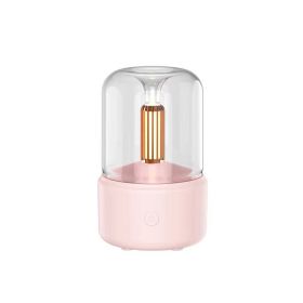 1pc Portable Small Cool Mist Humidifiers 120ML - USB Desktop Humidifier For Plants; Office; Car; Baby Room With Creative Simulation Candlelight Aromat (Color: Pink)