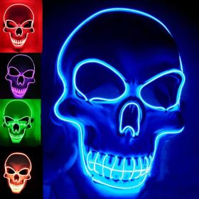 Halloween Mask LED Light up Costumes Scary Mask for Party Supplies (Color: Blue)