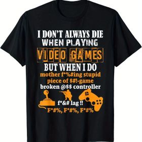 Round Neck Letter And Game Console Printed Men's Fashionable Summer Short Sleeved Sports T-shirt, Comfortable And Versatile (Color: Black, size: 2XL)