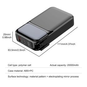 New 3 Style 20000mAh/5000 mAh Power Bank Wireless Charger Portable Fast Charging Outdoor Solar Powerbank (Color: Dark Grey)