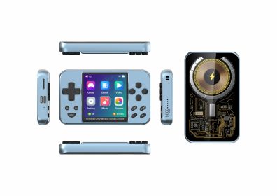 7-in-1 Multifunctional Game Console Power Bank, 20W Wireless Magnetic Charging, 6000+ Built-in Classic Games, MP3, MP4, Digital Photo Frame, E-book (Color: Blue)